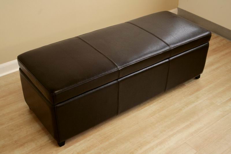 Brown ottoman deals with storage